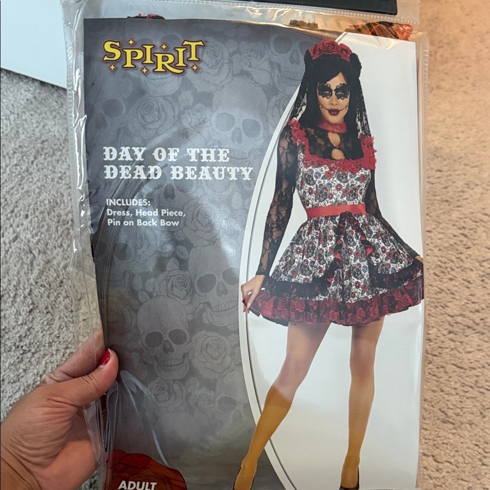 Spirit Day of the Dead Beauty Costume with Red and Black Lace
